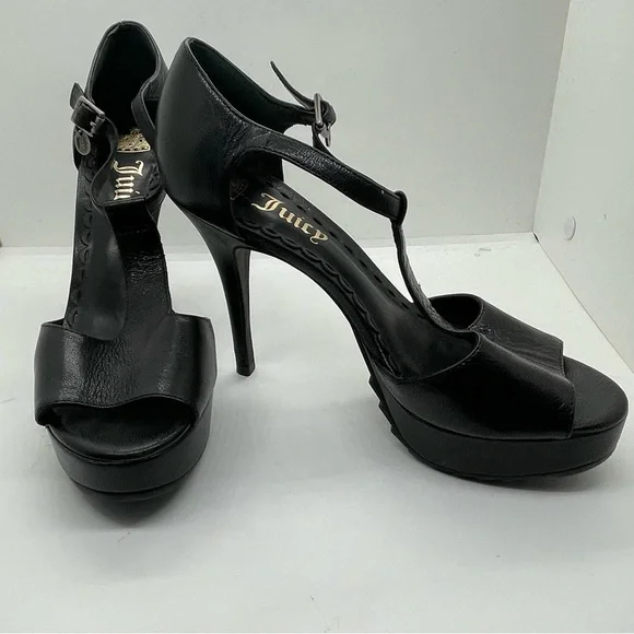 Juicy Couture Black Peep-Toe Heels - Picture 2 of 6